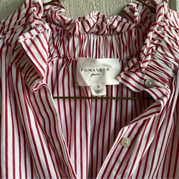 Tuckernuck Pomander Place Red Stripe Rae Blouse Size S - Picture 4 of 9